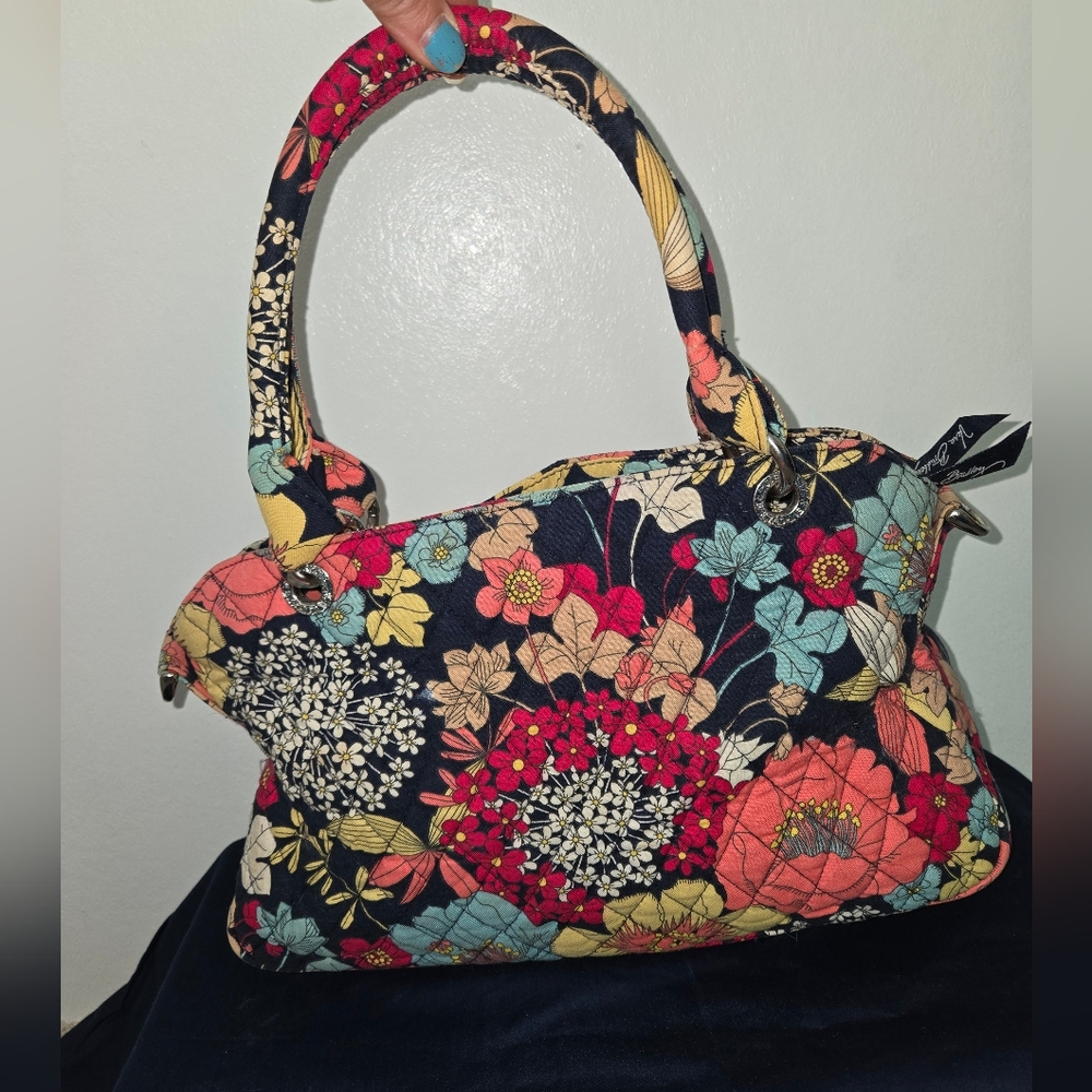 Retired Vera Bradley Happy Snails Tote Bag Purse Floral Medoum Size Clean